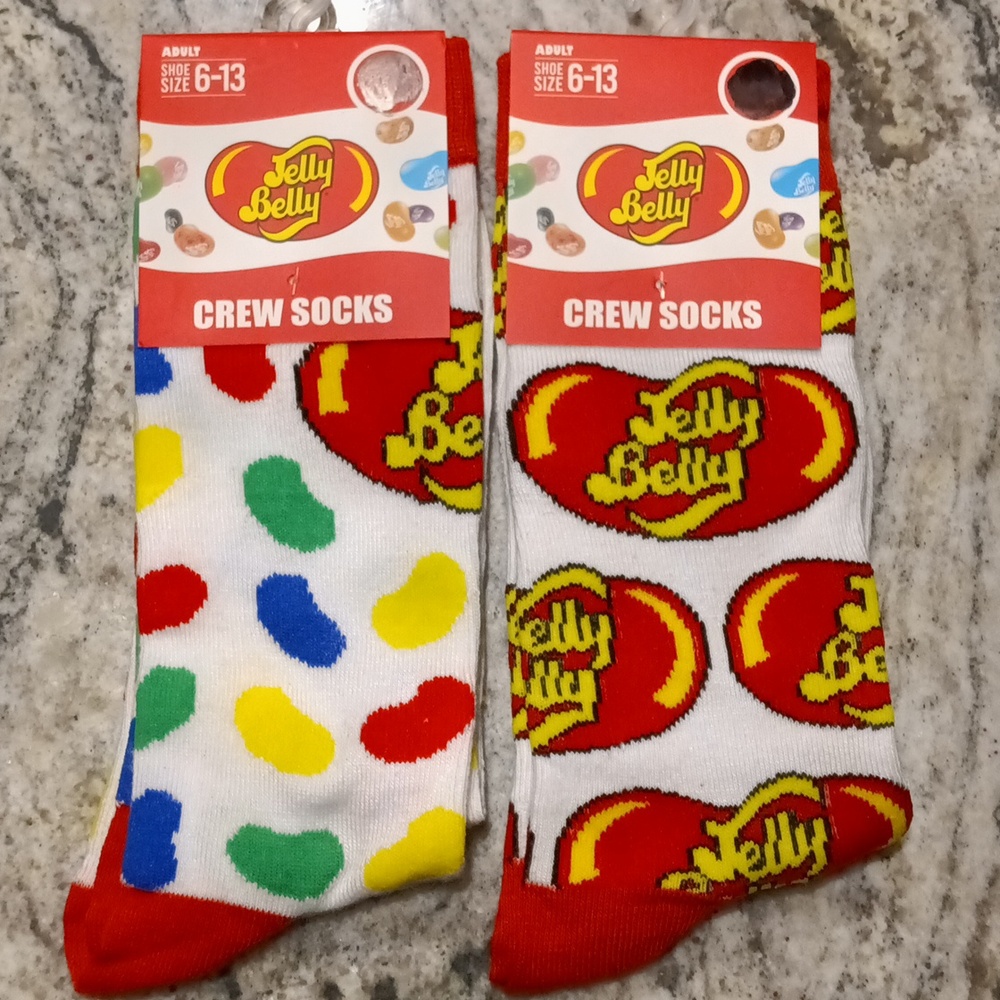 2 pairs size 6-13 jelly bean crew socks